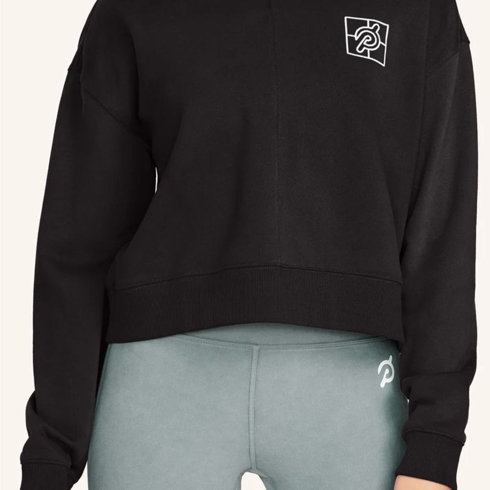 PELOTON Black Women's crop Soft French Terry Pullover